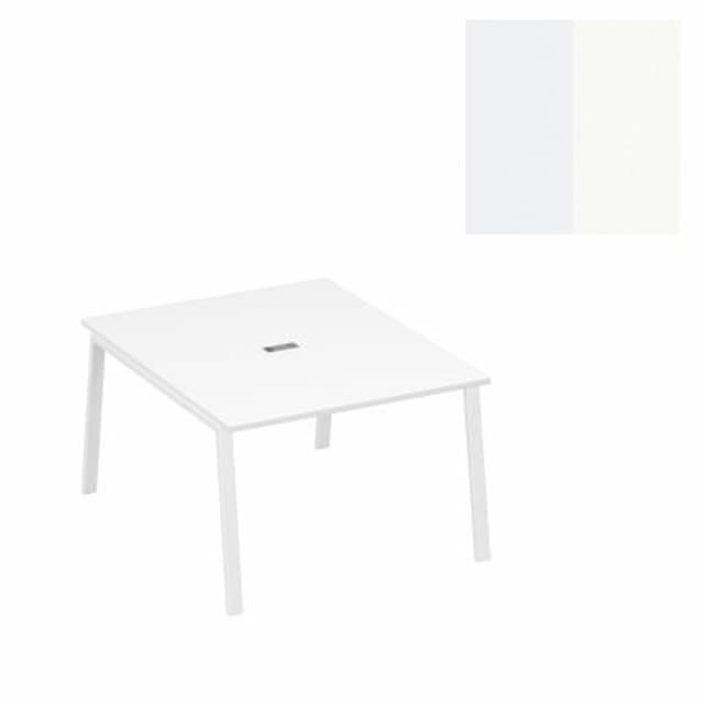 Стол 140 Юнитекс А4 на металлокаркасе TRE для переговорной А4 Б3 135 БП (140x144x75) белый премиум/металлокаркас белый