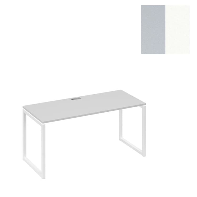Стол письменный Юнитекс А4 на металлокаркасе QUATTRO А4 Б4 015 СЕ (160x70x75) серый/металлокаркас белый