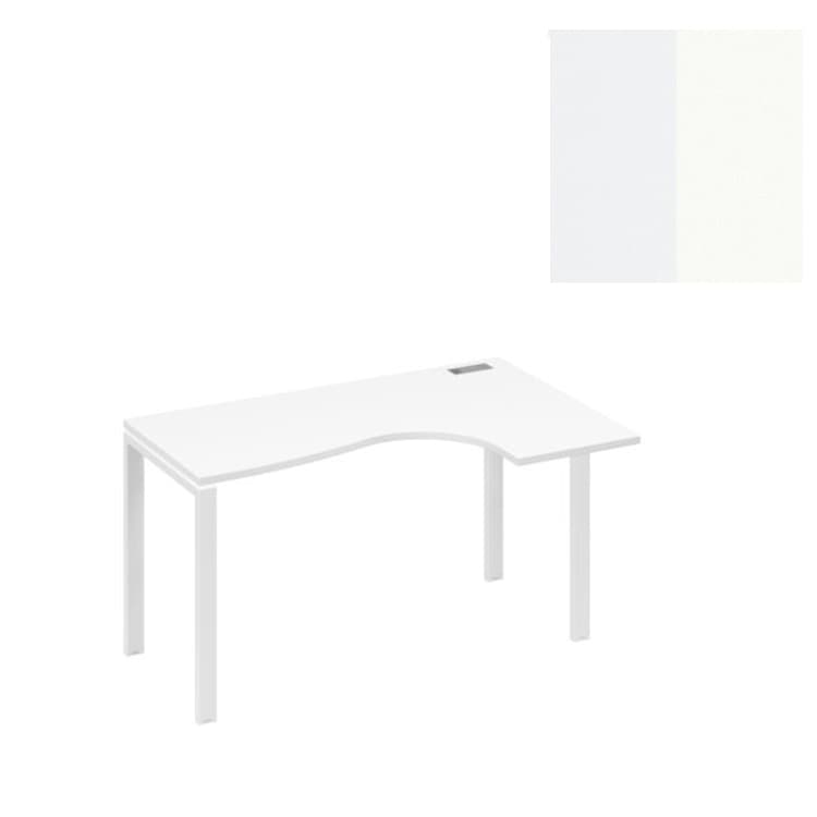Стол эргономичный правый "Классика" на металлокаркасе Юнитекс А4 UNO А4 Б1 034 БП (140x90x75) белый премиум/металлокаркас белый