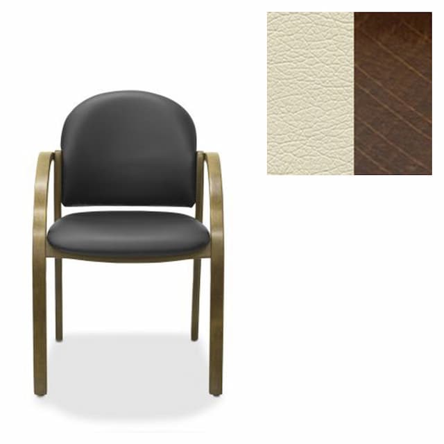 Офисный стул Юнитекс Джуно экокожа премиум светло-бежевая CN1112/дерево-орех