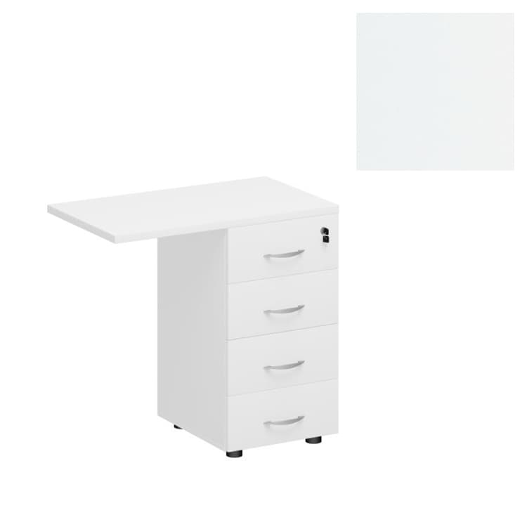 Тумба приставная 4-х ящичная с замком Юнитекс Комфорт К.310 БП (79x45x75) белый премиум