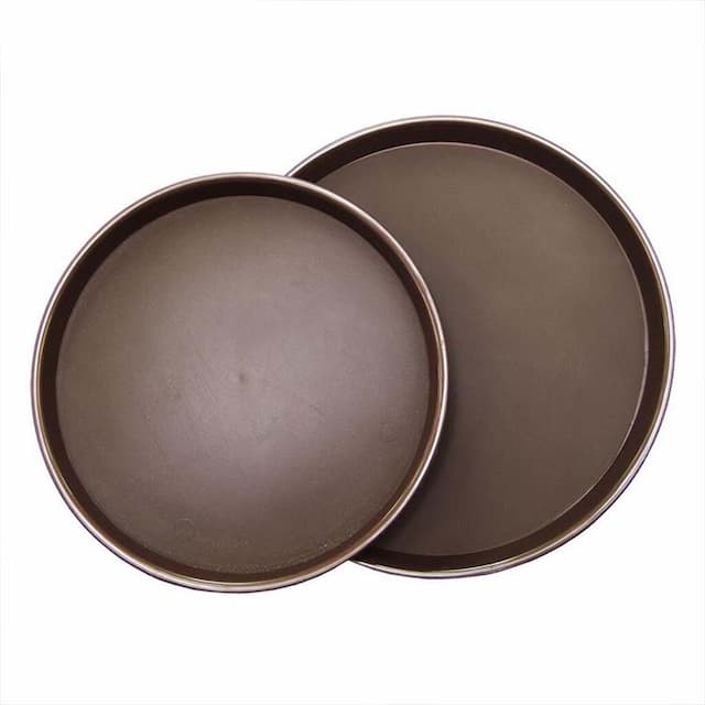Поднос прорезиненный 36 см круглый коричневый пластик P.L. - BarWare, арт.90001062