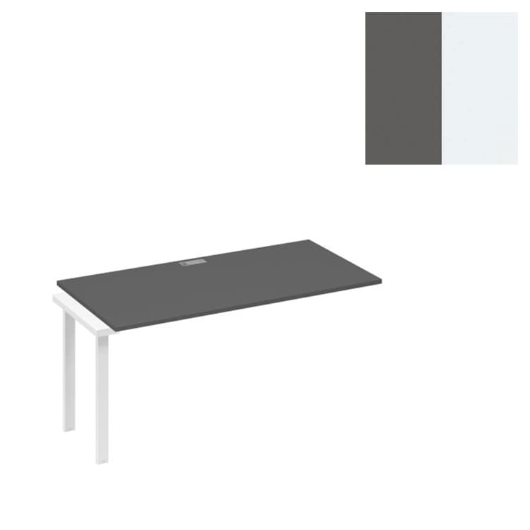 Секция стола Юнитекс А4 (160) с опорами UNO для рабочей станции А4 Б1 025-1 АР (160x80x75) антрацит премиум/металлокаркас белый