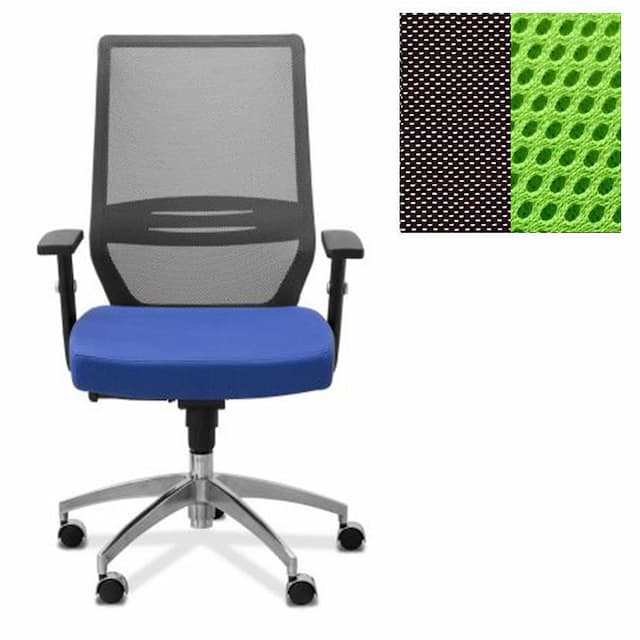 Офисное кресло для персонала Юнитекс Aero сетка/ткань TW черная/салатовая