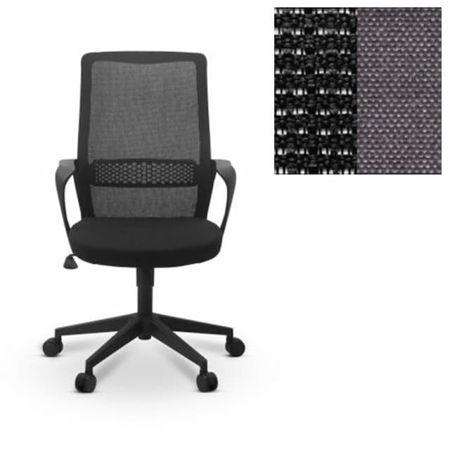 Офисное кресло для персонала Юнитекс Space сетка YM/ткань Bahama черная/серая