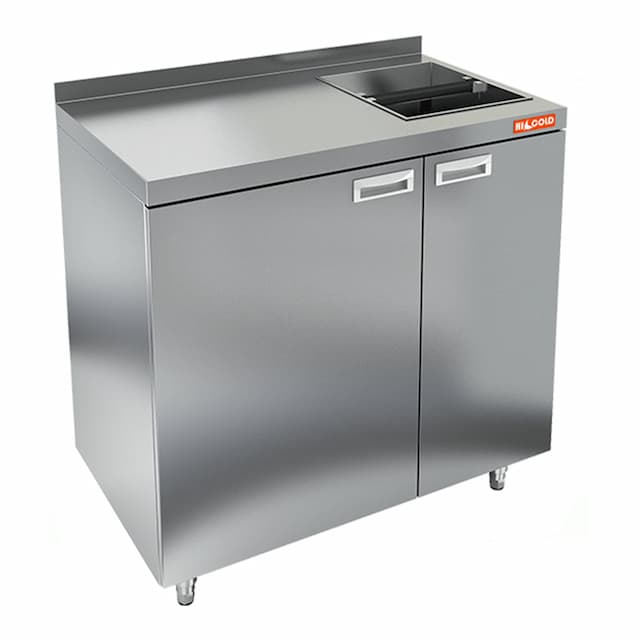 Стол для кофемашин с отверстием и бортом Hicold НБМКМО-10/7Б